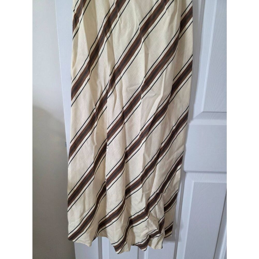 VRG GRL Opal Linen Maxi Dress Open Back Striped Cream Brown Size 8 - Picture 10 of 10